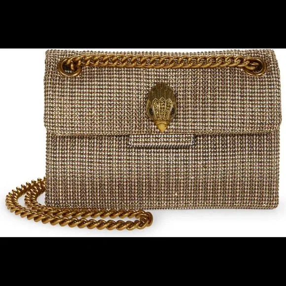 Kurt Geiger London Mini Kensington Tweed Dark Beige Crossbody Bag - Picture 5 of 8